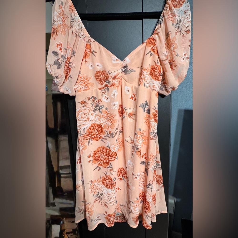 Francesca's Collections Coral Floral Dress